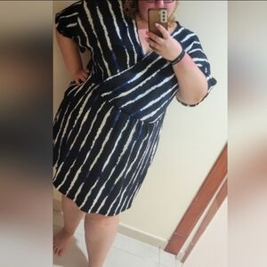 Penningtons Black and Blue Dolman Sleeve Wrap Romper Dress